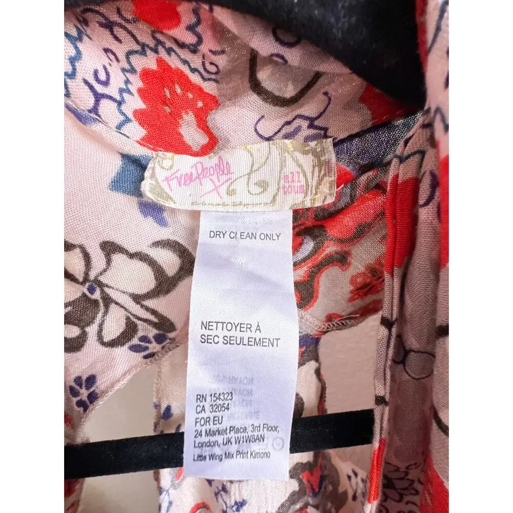 Free People Little Wing Paisley Kimono Boho Duster Open Front Festival